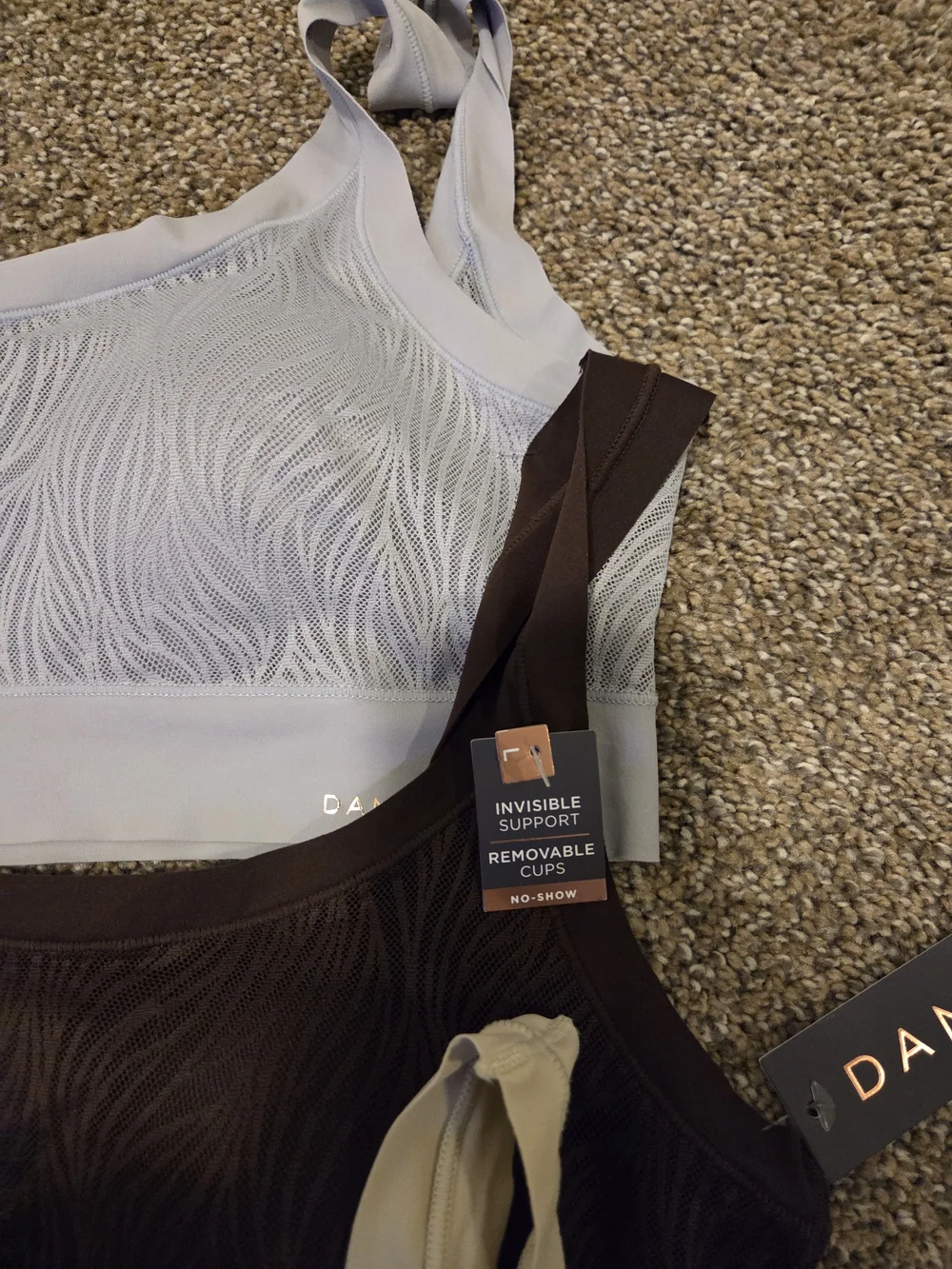 Danskin Seamless Scoop Neck Sports Bras - Set of 3 (Cream, Brown, Light Gray) - Picture 2 of 3